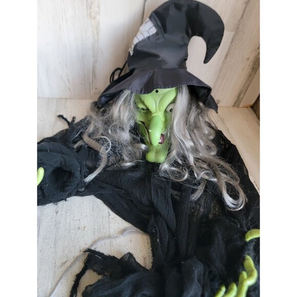 Gemmy AS IS witch green hanging witch Halloween home decor - Picture 5 of 13